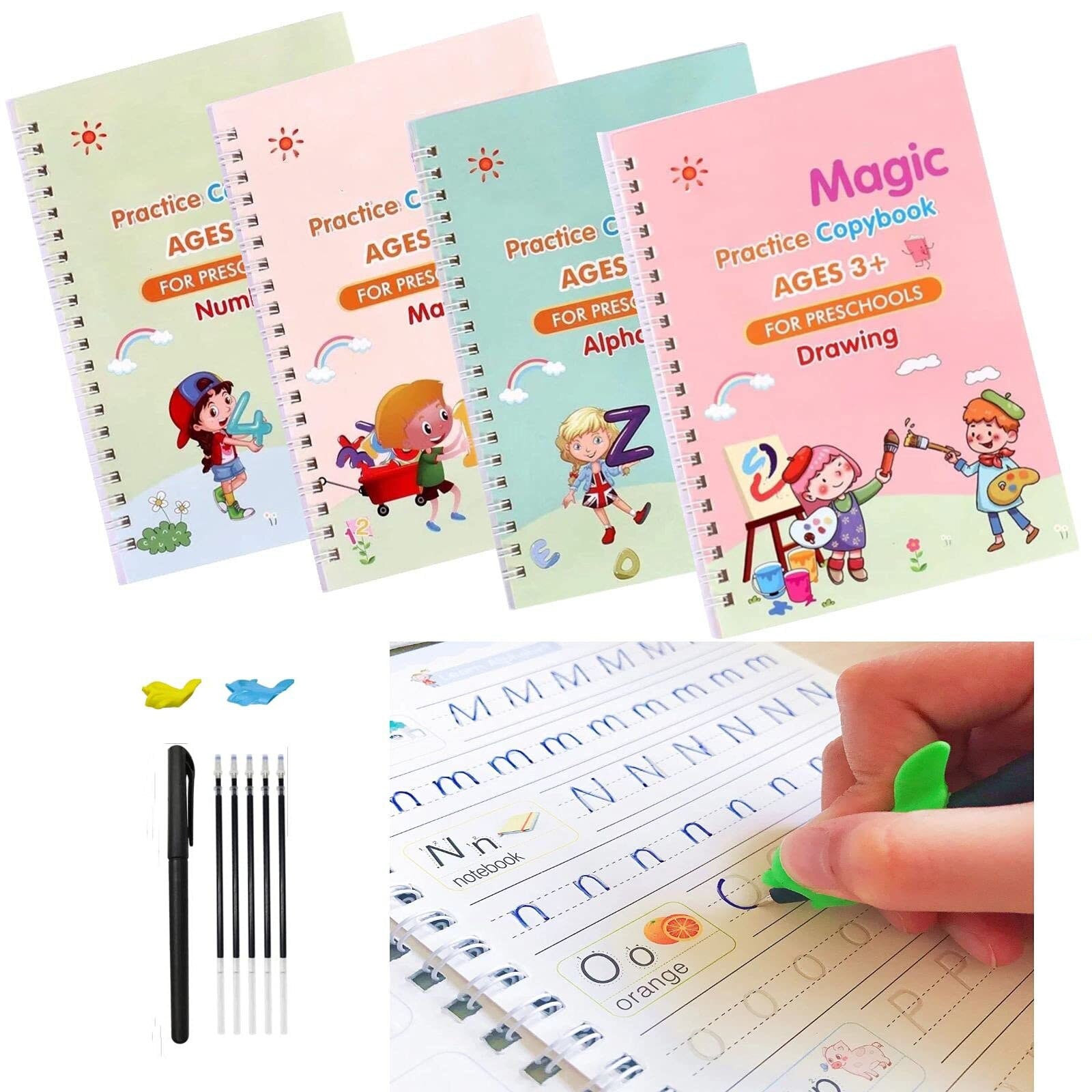 KIT DE 4 LIBROS MÁGICOS DE CALIGRAFÍA MONTESSORI + REGALOS + ENVÍO GRATIS Y PAGO CONTRA ENTREGA